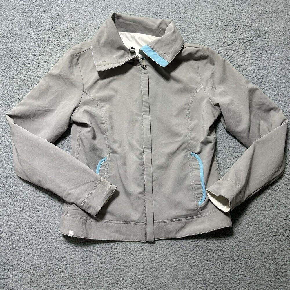 Nike Reversible Tennis Jacket Womens M Medium Gray White Blue Full Zip VNTG